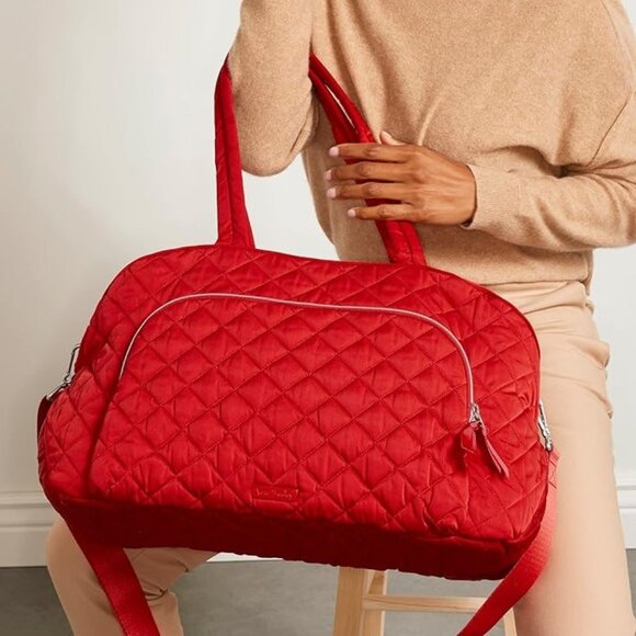 Vera Bradley Weekender Travel Duffel Bag Cardinal Red Performance Twill Carry On - Picture 4 of 12